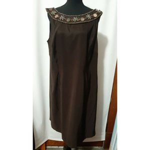 Dressbarn Brown Blouson Size 14 Women's Dress